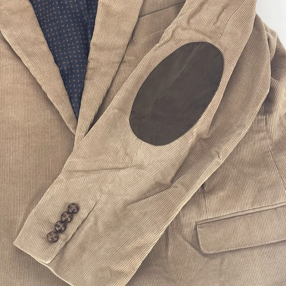 Men Chaps‎ Tan Corduroy Jacket Size 48L Knot Button Blazer Chore Barn coat F-186